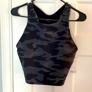 Athleta camo crop top with built in sports bra